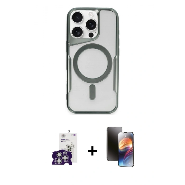MARSİLYAN™- iPhone 16 Pro Max Kılıf Yadigar Klasik Özel Seri - Siyah 3D Antistatik Mat Seramik Nano Ekran Koruyucu + Bilvis Titan Kamera Lens - GS