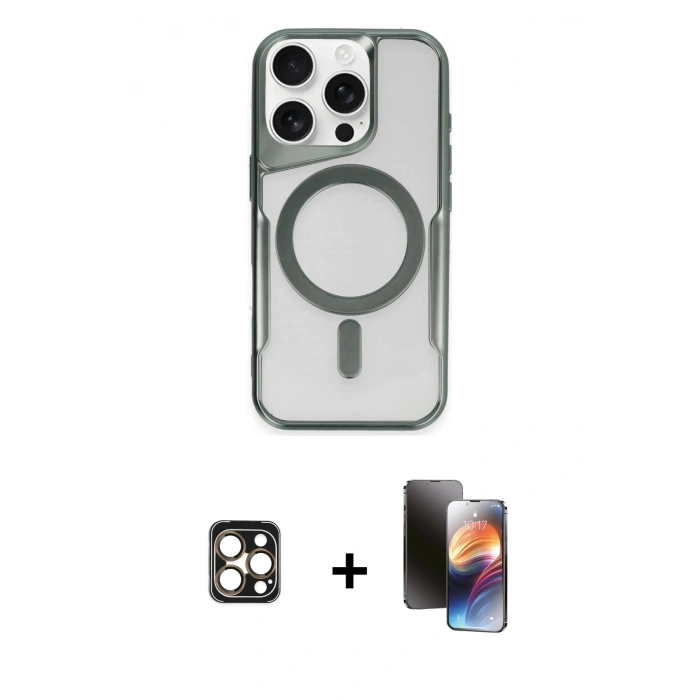 MARSİLYAN™- iPhone 16 Pro Max Kılıf Yadigar Klasik Özel Seri - Siyah 3D Antistatik Mat Seramik Nano Ekran Koruyucu + PVD Metal Kamera Lens - GD