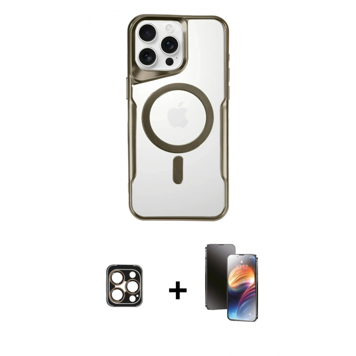 MARSİLYAN™- iPhone 16 Pro Max Kılıf Yadigar Klasik Özel Seri - Siyah 3D Antistatik Mat Seramik Nano Ekran Koruyucu + PVD Metal Kamera Lens - GD