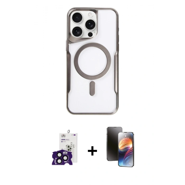 MARSİLYAN™- iPhone 16 Pro Max Kılıf Yadigar Klasik Özel Seri - Siyah 3D Antistatik Mat Seramik Nano Ekran Koruyucu + Bilvis Titan Kamera Lens - SH