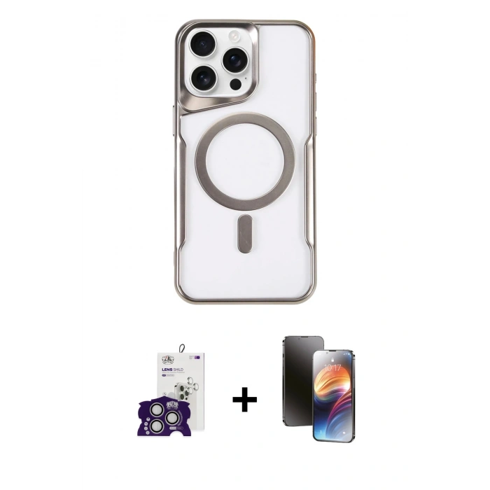 MARSİLYAN™- iPhone 16 Pro Max Kılıf Yadigar Klasik Özel Seri - Siyah 3D Antistatik Mat Seramik Nano Ekran Koruyucu + Bilvis Titan Kamera Lens - GS