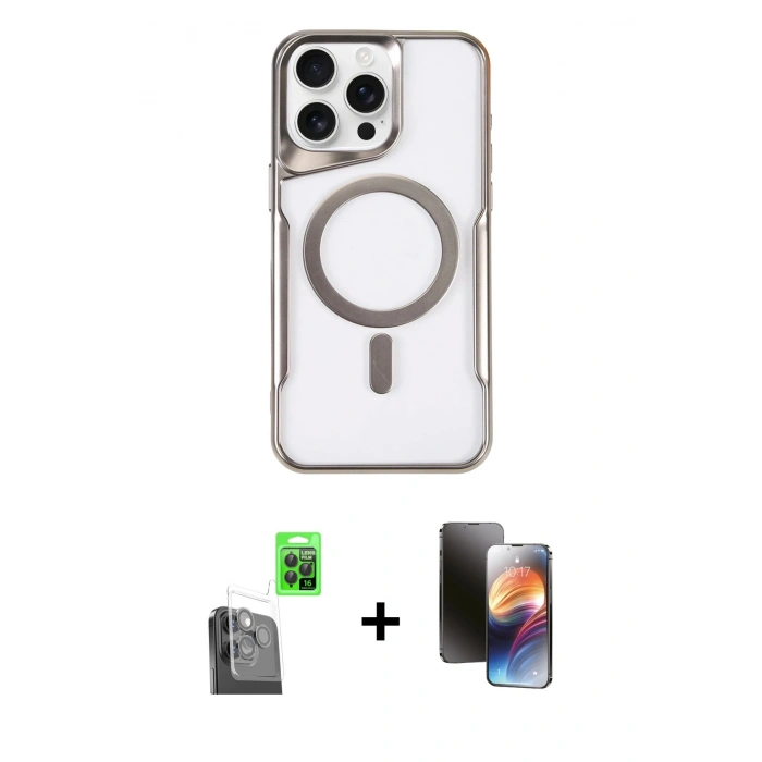 MARSİLYAN™- iPhone 16 Pro Max Kılıf Yadigar Klasik Özel Seri - Siyah 3D Antistatik Mat Seramik Nano Ekran Koruyucu + Raze Metal Kamera Lens - SH