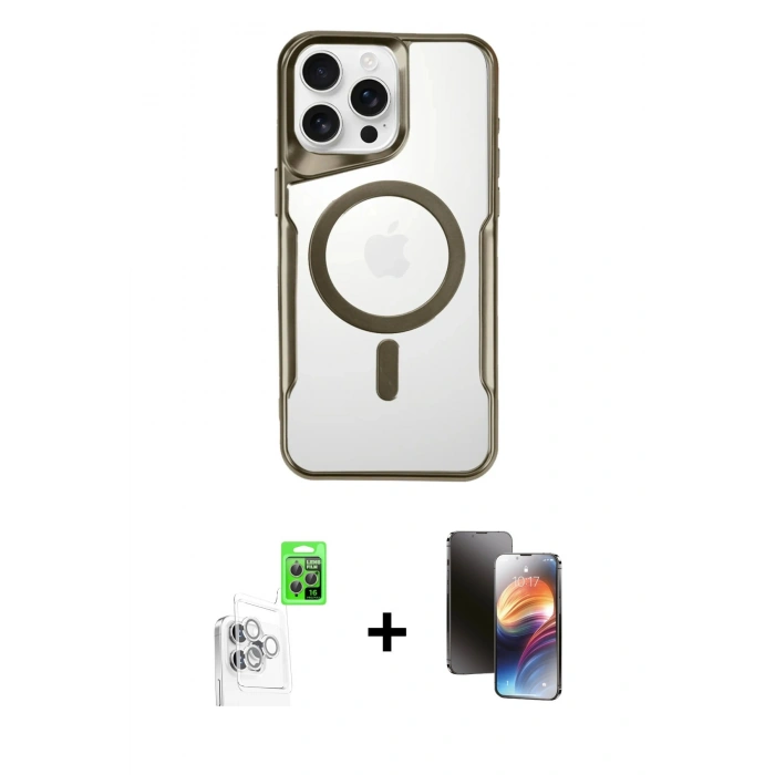 MARSİLYAN™- iPhone 16 Pro Max Kılıf Yadigar Klasik Özel Seri - Siyah 3D Antistatik Mat Seramik Nano Ekran Koruyucu + Raze Metal Kamera Lens - BZ