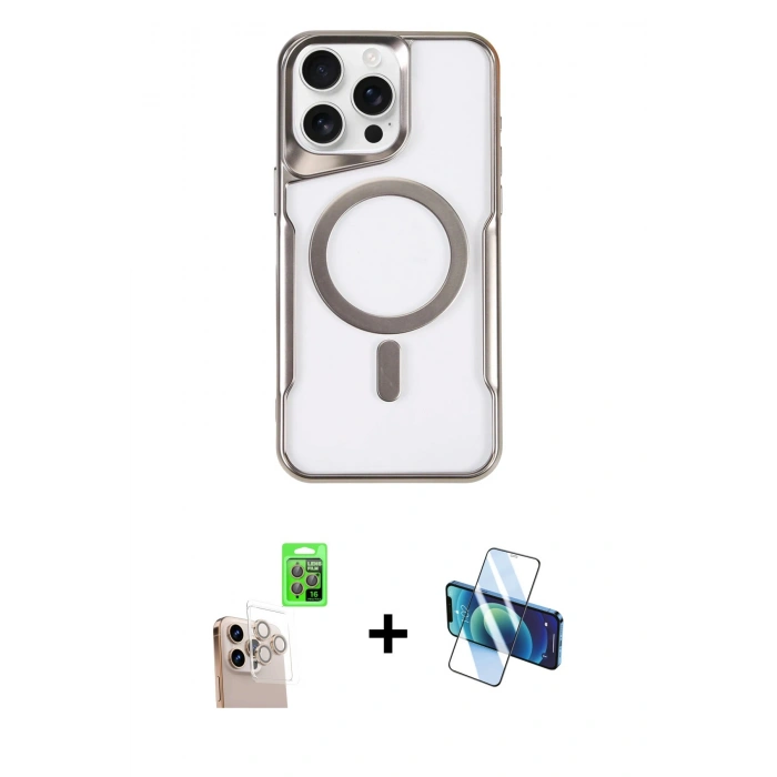 MARSİLYAN™- iPhone 16 Pro Max Kılıf Yadigar Klasik Özel Seri - Siyah 3D Antistatik Seramik Nano Ekran Koruyucu + Raze Metal Kamera Lens - NLGY
