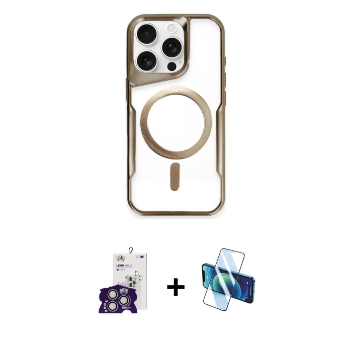 MARSİLYAN™- iPhone 16 Pro Max Kılıf Yadigar Klasik Özel Seri - Siyah 3D Antistatik Seramik Nano Ekran Koruyucu + Bilvis Titan Kamera Lens - GS