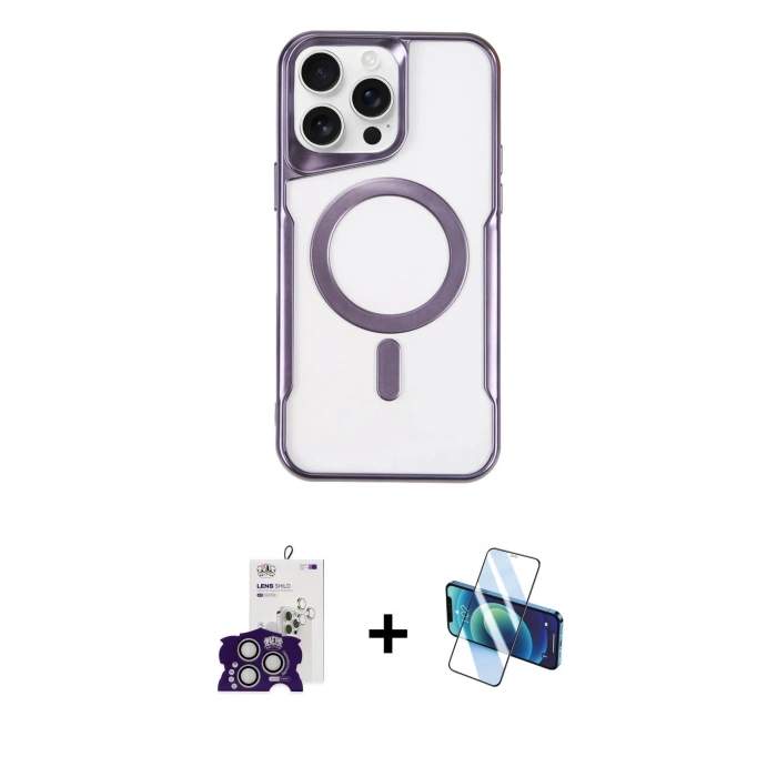 MARSİLYAN™- iPhone 16 Pro Max Kılıf Yadigar Klasik Özel Seri - Siyah 3D Antistatik Seramik Nano Ekran Koruyucu + Bilvis Titan Kamera Lens - GS
