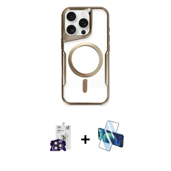 MARSİLYAN™- iPhone 16 Pro Max Kılıf Yadigar Klasik Özel Seri - Siyah 3D Antistatik Seramik Nano Ekran Koruyucu + Bilvis Titan Kamera Lens - TMGI