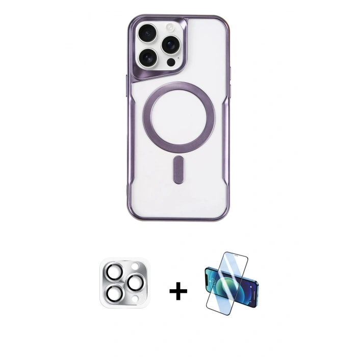 MARSİLYAN™- iPhone 16 Pro Max Kılıf Yadigar Klasik Özel Seri - Siyah 3D Antistatik Seramik Nano Ekran Koruyucu + Pers Alüminyum Kamera Lens - GS