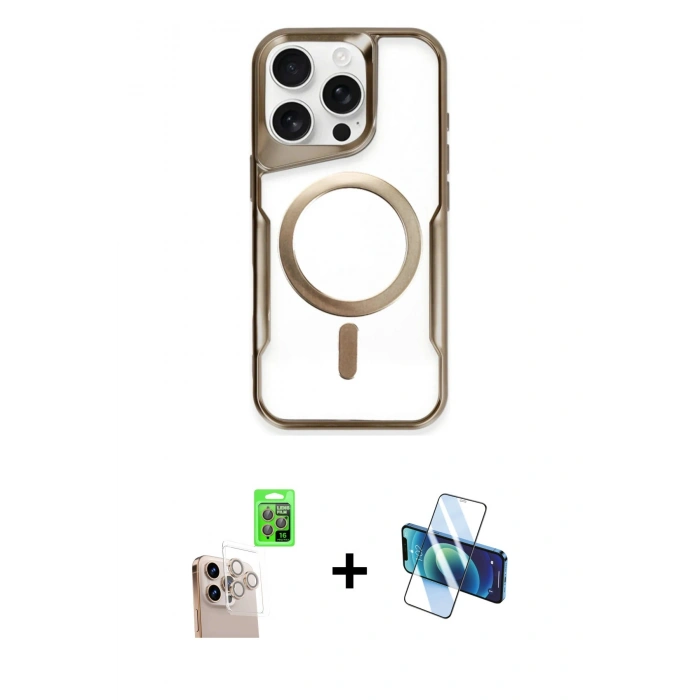 MARSİLYAN™- iPhone 16 Pro Max Kılıf Yadigar Klasik Özel Seri - Siyah 3D Antistatik Seramik Nano Ekran Koruyucu + Raze Metal Kamera Lens - NLGY
