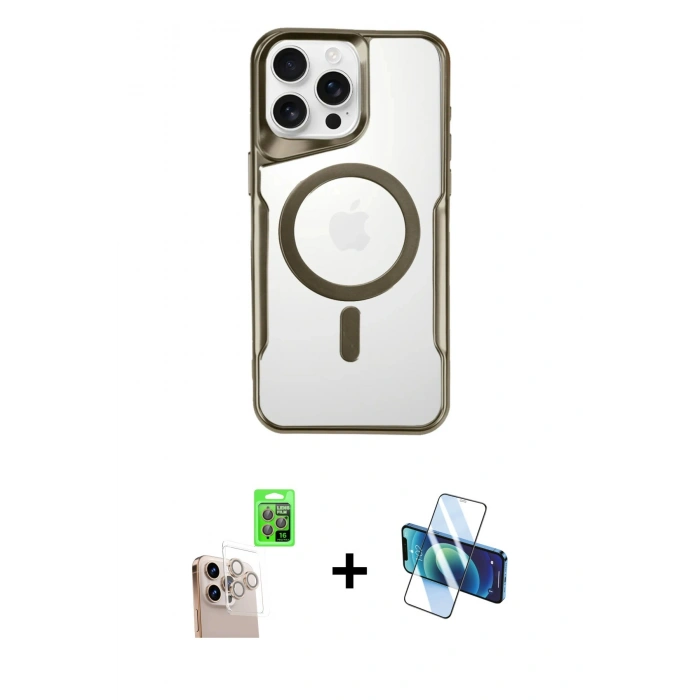 MARSİLYAN™- iPhone 16 Pro Max Kılıf Yadigar Klasik Özel Seri - Siyah 3D Antistatik Seramik Nano Ekran Koruyucu + Raze Metal Kamera Lens - NLGY