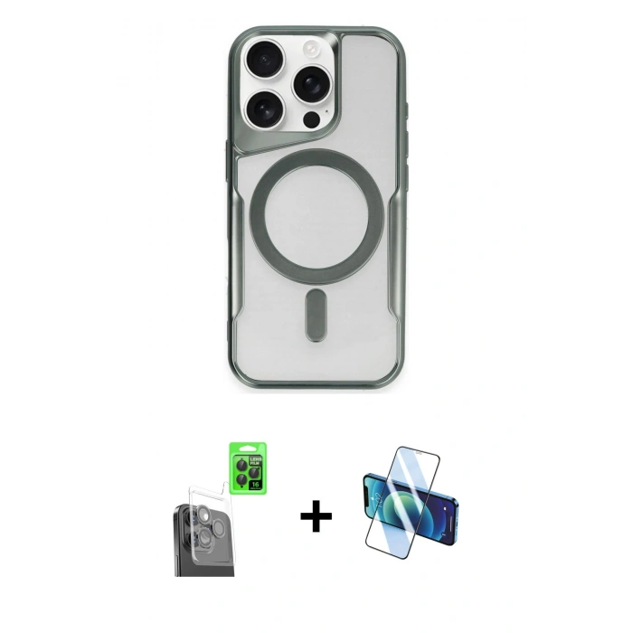 MARSİLYAN™- iPhone 16 Pro Max Kılıf Yadigar Klasik Özel Seri - Siyah 3D Antistatik Seramik Nano Ekran Koruyucu + Raze Metal Kamera Lens - SH