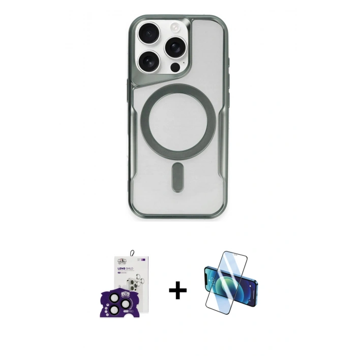 MARSİLYAN™- iPhone 16 Pro Max Kılıf Yadigar Klasik Özel Seri - Siyah 3D Antistatik Seramik Nano Ekran Koruyucu + Bilvis Titan Kamera Lens - SH