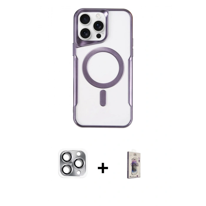 MARSİLYAN™- iPhone 16 Pro Max Kılıf Yadigar Klasik Özel Seri - Siyah Bilvis 3D Cam Ekran Koruyucu + Pers Alüminyum Kamera Lens - GI