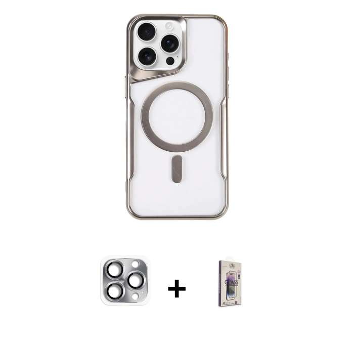 MARSİLYAN™- iPhone 16 Pro Max Kılıf Yadigar Klasik Özel Seri - Siyah Bilvis 3D Cam Ekran Koruyucu + Pers Alüminyum Kamera Lens - GI