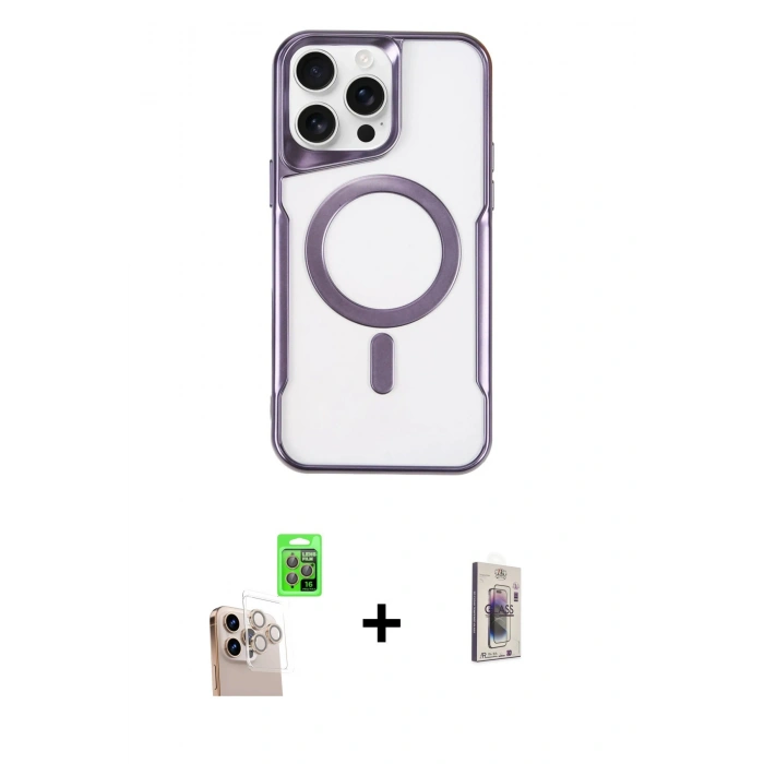 MARSİLYAN™- iPhone 16 Pro Max Kılıf Yadigar Klasik Özel Seri - Siyah Bilvis 3D Cam Ekran Koruyucu + Raze Metal Kamera Lens - NLGY