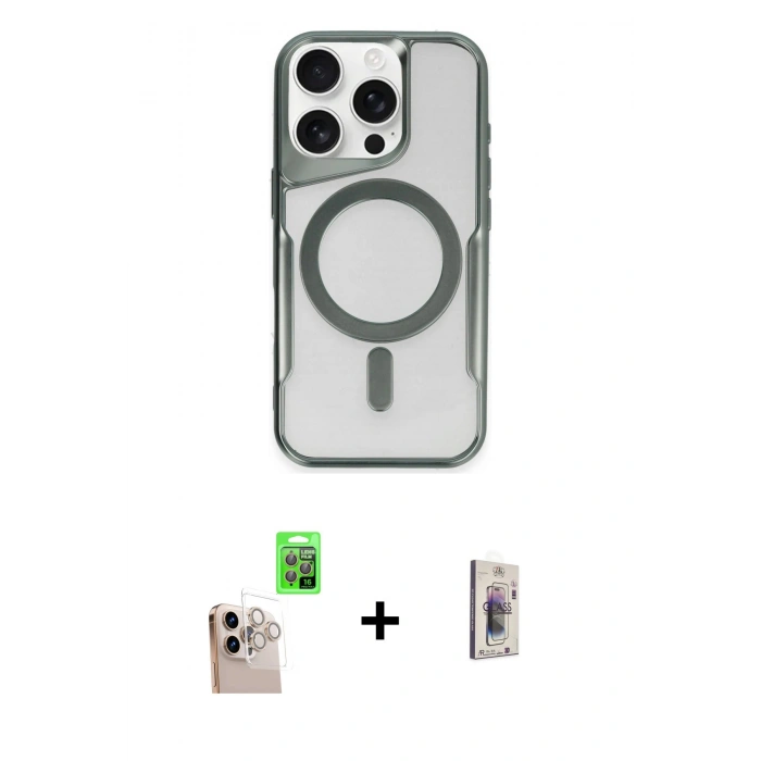 MARSİLYAN™- iPhone 16 Pro Max Kılıf Yadigar Klasik Özel Seri - Siyah Bilvis 3D Cam Ekran Koruyucu + Raze Metal Kamera Lens - NLGY