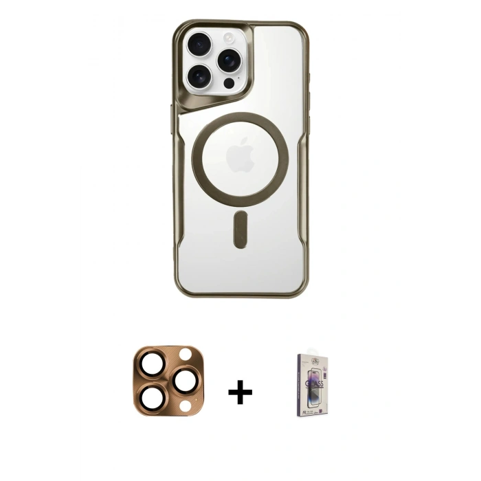MARSİLYAN™- iPhone 16 Pro Max Kılıf Yadigar Klasik Özel Seri - Siyah Bilvis 3D Cam Ekran Koruyucu + Pers Alüminyum Kamera Lens - CLTM