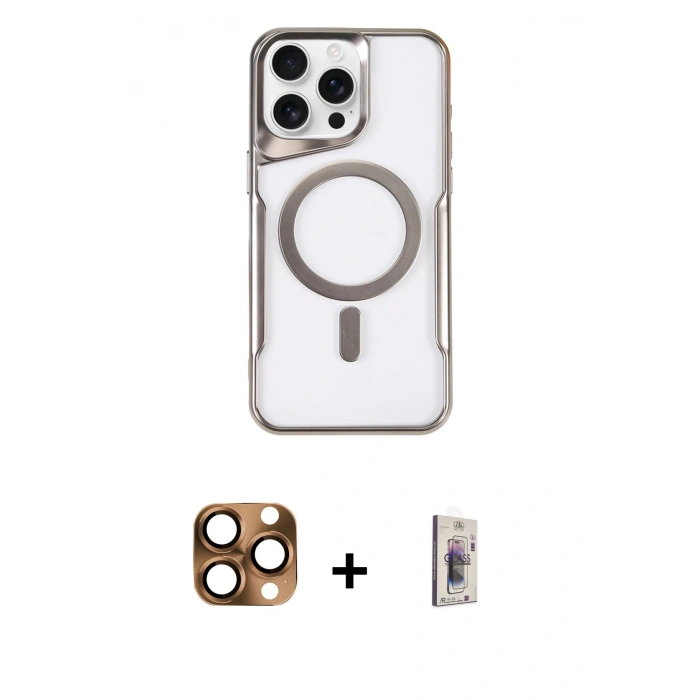 MARSİLYAN™- iPhone 16 Pro Max Kılıf Yadigar Klasik Özel Seri - Siyah Bilvis 3D Cam Ekran Koruyucu + Pers Alüminyum Kamera Lens - CLTM