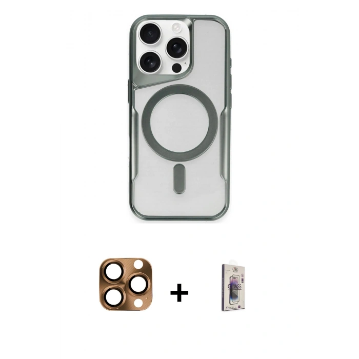 MARSİLYAN™- iPhone 16 Pro Max Kılıf Yadigar Klasik Özel Seri - Siyah Bilvis 3D Cam Ekran Koruyucu + Pers Alüminyum Kamera Lens - CLTM