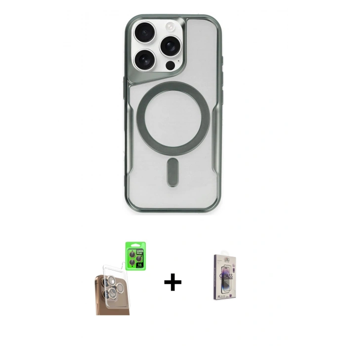 MARSİLYAN™- iPhone 16 Pro Max Kılıf Yadigar Klasik Özel Seri - Siyah Bilvis 3D Cam Ekran Koruyucu + Raze Metal Kamera Lens - CLTM