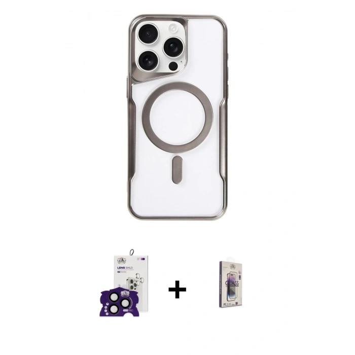 MARSİLYAN™- iPhone 16 Pro Max Kılıf Yadigar Klasik Özel Seri - Siyah Bilvis 3D Cam Ekran Koruyucu + Bilvis Titan Kamera Lens - SH