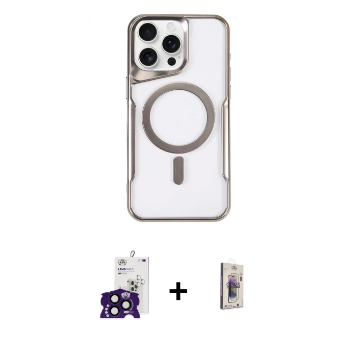 MARSİLYAN™- iPhone 16 Pro Max Kılıf Yadigar Klasik Özel Seri - Siyah Bilvis 3D Cam Ekran Koruyucu + Bilvis Titan Kamera Lens - SH