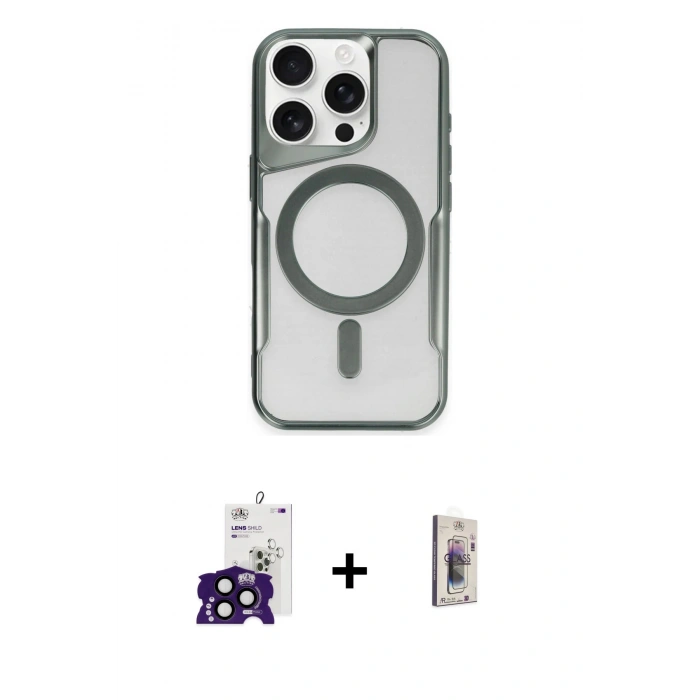 MARSİLYAN™- iPhone 16 Pro Max Kılıf Yadigar Klasik Özel Seri - Siyah Bilvis 3D Cam Ekran Koruyucu + Bilvis Titan Kamera Lens - SH