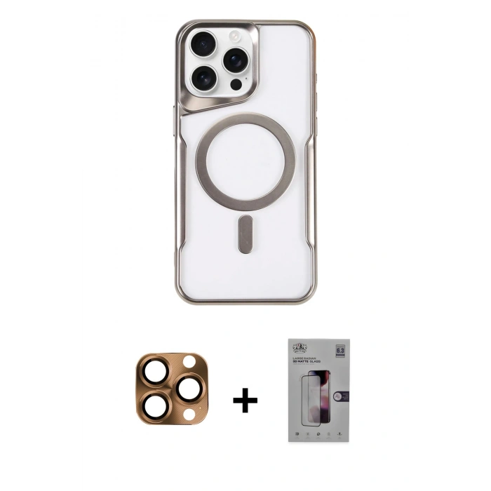 MARSİLYAN™- iPhone 16 Pro Max Kılıf Yadigar Klasik Özel Seri - Siyah Bilvis 3D Mat Cam Ekran Koruyucu + Pers Alüminyum Kamera Lens - CLTM