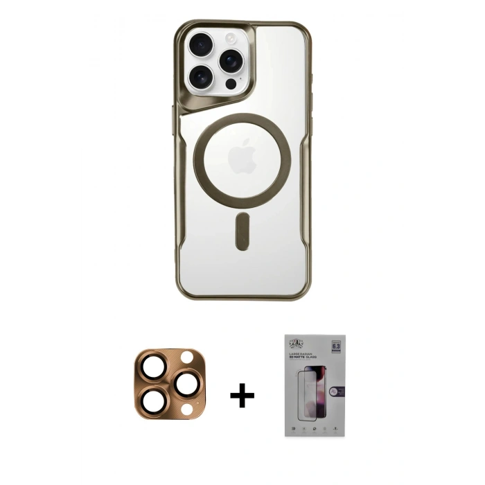 MARSİLYAN™- iPhone 16 Pro Max Kılıf Yadigar Klasik Özel Seri - Siyah Bilvis 3D Mat Cam Ekran Koruyucu + Pers Alüminyum Kamera Lens - CLTM