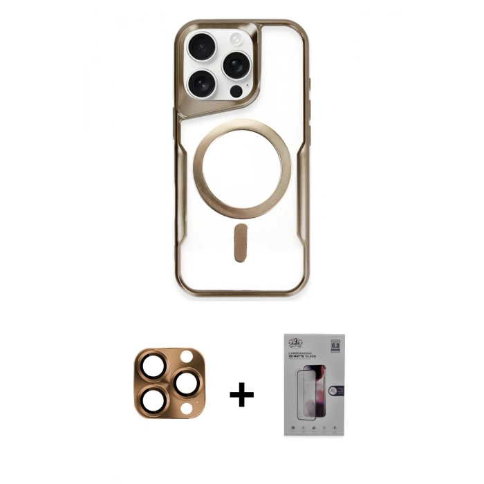 MARSİLYAN™- iPhone 16 Pro Max Kılıf Yadigar Klasik Özel Seri - Siyah Bilvis 3D Mat Cam Ekran Koruyucu + Pers Alüminyum Kamera Lens - CLTM