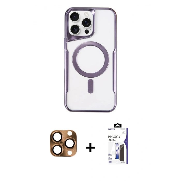 MARSİLYAN™- iPhone 16 Pro Max Kılıf Yadigar Klasik Özel Seri - Siyah Bilvis 3X AR Hayalet Cam Ekran Koruyucu + Pers Alüminyum Kamera Lens - CLTM