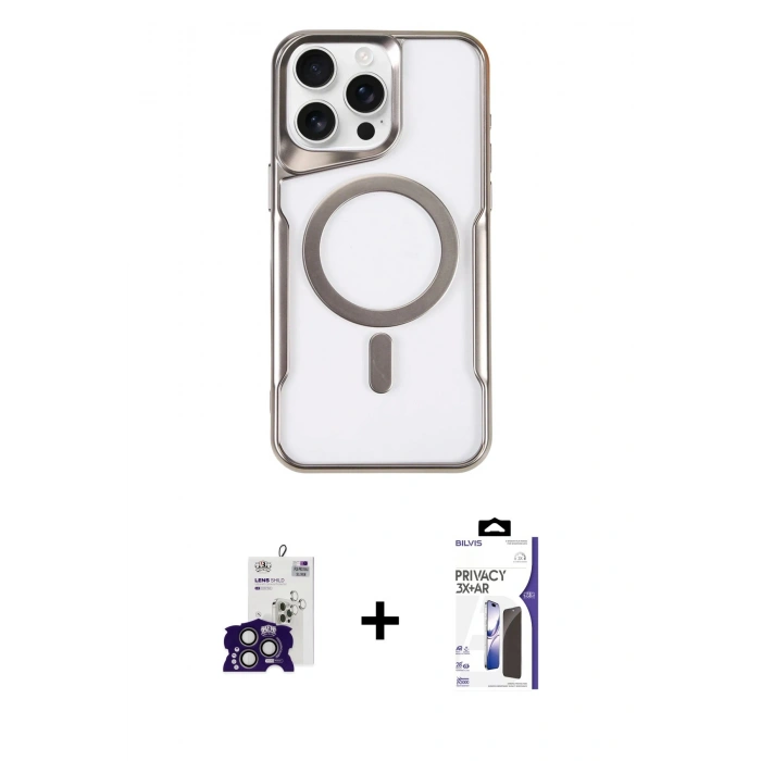 MARSİLYAN™- iPhone 16 Pro Max Kılıf Yadigar Klasik Özel Seri - Siyah Bilvis 3X AR Hayalet Cam Ekran Koruyucu + Bilvis Titan Kamera Lens - TMGI