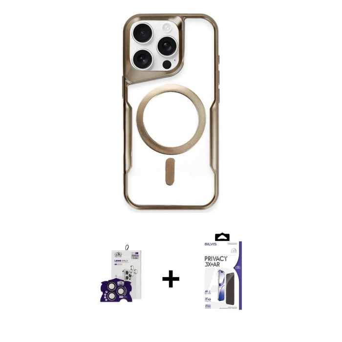 MARSİLYAN™- iPhone 16 Pro Max Kılıf Yadigar Klasik Özel Seri - Siyah Bilvis 3X AR Hayalet Cam Ekran Koruyucu + Bilvis Titan Kamera Lens - TMGI