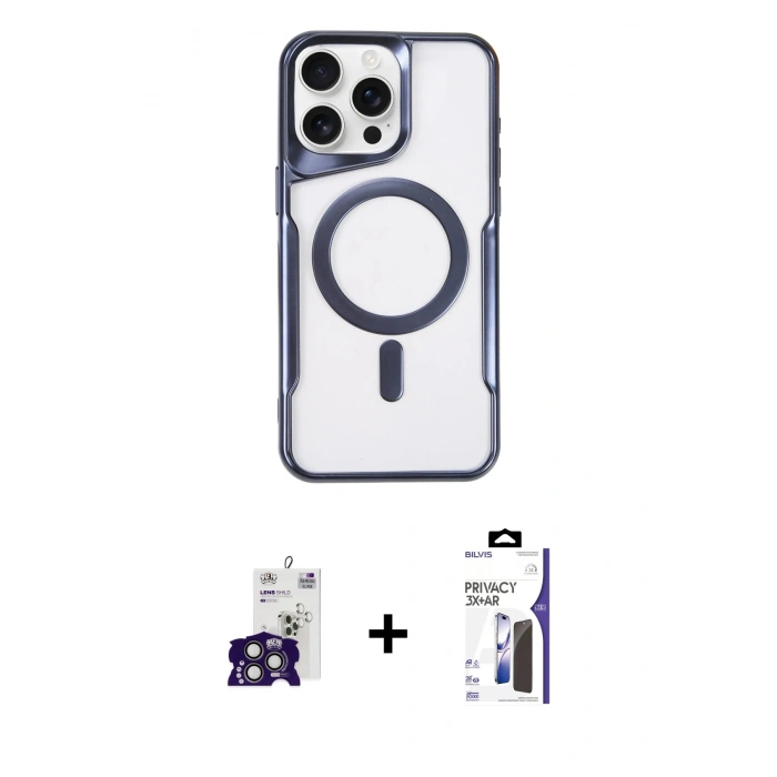 MARSİLYAN™- iPhone 16 Pro Max Kılıf Yadigar Klasik Özel Seri - Siyah Bilvis 3X AR Hayalet Cam Ekran Koruyucu + Bilvis Titan Kamera Lens - TMGI