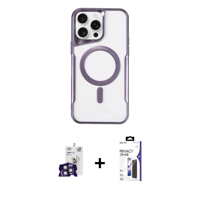 MARSİLYAN™- iPhone 16 Pro Max Kılıf Yadigar Klasik Özel Seri - Siyah Bilvis 3X AR Hayalet Cam Ekran Koruyucu + Bilvis Titan Kamera Lens - TMGI