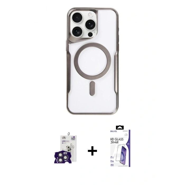 MARSİLYAN™- iPhone 16 Pro Max Kılıf Yadigar Klasik Özel Seri - Siyah Bilvis 3X AR HD Cam Ekran Koruyucu + Bilvis Titan Kamera Lens - TMGI