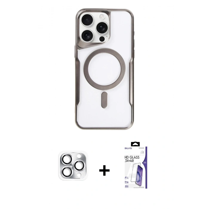 MARSİLYAN™- iPhone 16 Pro Max Kılıf Yadigar Klasik Özel Seri - Siyah Bilvis 3X AR HD Cam Ekran Koruyucu + Pers Alüminyum Kamera Lens - GS