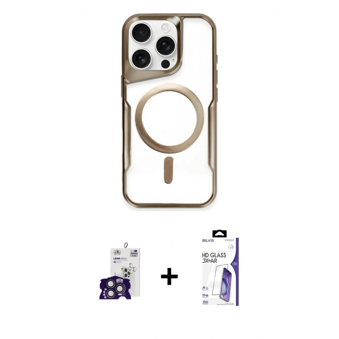MARSİLYAN™- iPhone 16 Pro Max Kılıf Yadigar Klasik Özel Seri - Siyah Bilvis 3X AR HD Cam Ekran Koruyucu + Bilvis Titan Kamera Lens - TMGI