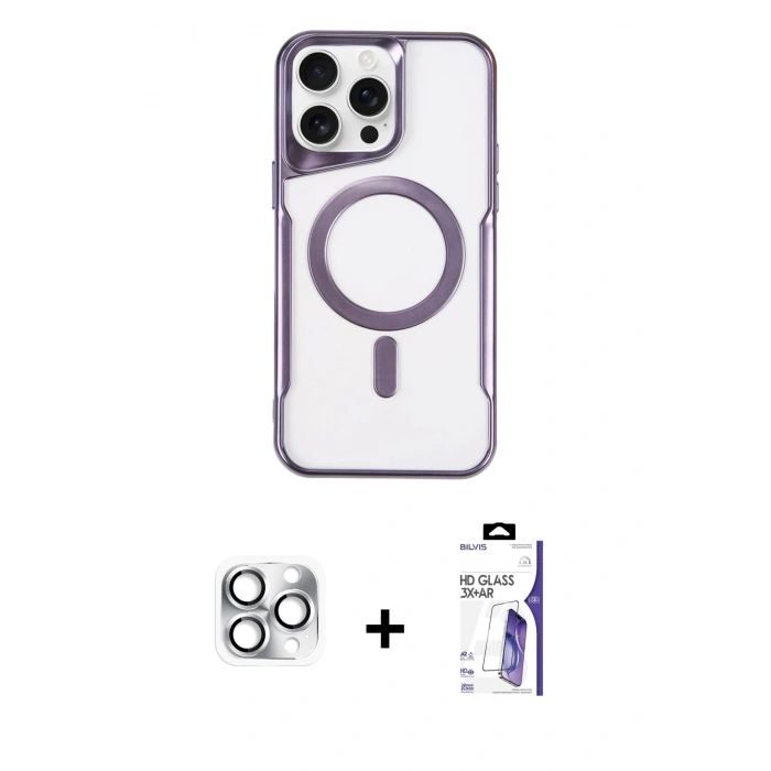 MARSİLYAN™- iPhone 16 Pro Max Kılıf Yadigar Klasik Özel Seri - Siyah Bilvis 3X AR HD Cam Ekran Koruyucu + Pers Alüminyum Kamera Lens - GS