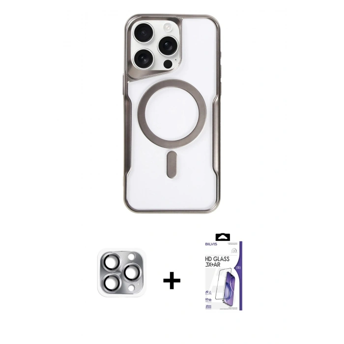 MARSİLYAN™- iPhone 16 Pro Max Kılıf Yadigar Klasik Özel Seri - Siyah Bilvis 3X AR HD Cam Ekran Koruyucu + Pers Alüminyum Kamera Lens - GI