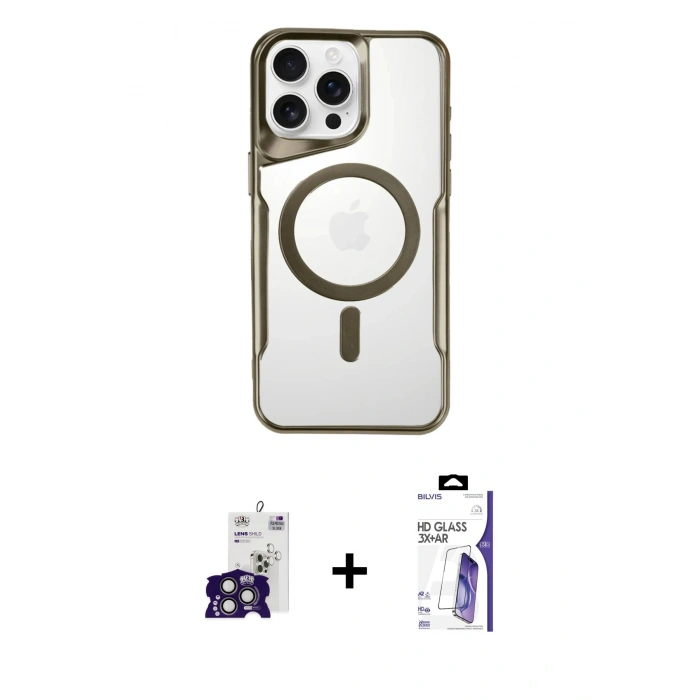 MARSİLYAN™- iPhone 16 Pro Max Kılıf Yadigar Klasik Özel Seri - Siyah Bilvis 3X AR HD Cam Ekran Koruyucu + Bilvis Titan Kamera Lens - TMGI