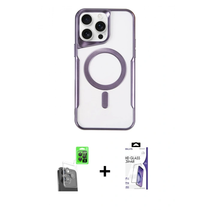 MARSİLYAN™- iPhone 16 Pro Max Kılıf Yadigar Klasik Özel Seri - Siyah Bilvis 3X AR HD Cam Ekran Koruyucu + Raze Metal Kamera Lens - SH
