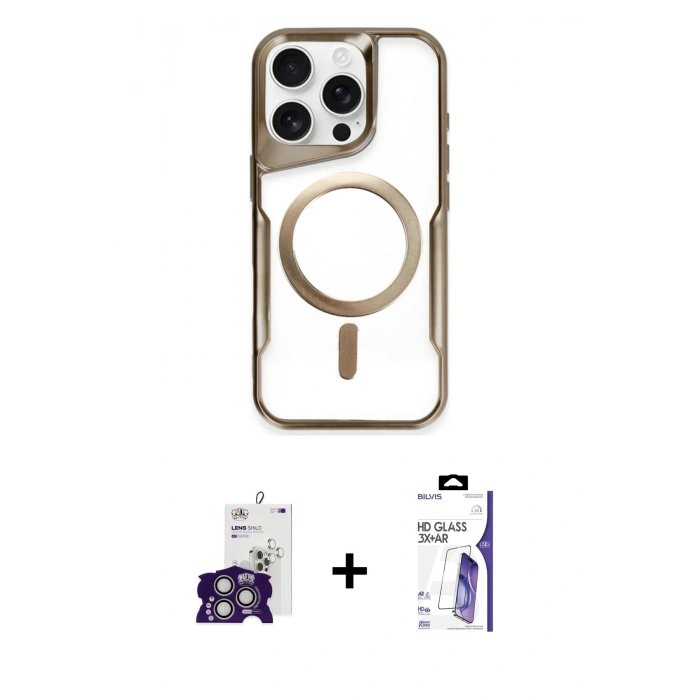 MARSİLYAN™- iPhone 16 Pro Max Kılıf Yadigar Klasik Özel Seri - Siyah Bilvis 3X AR HD Cam Ekran Koruyucu + Bilvis Titan Kamera Lens - GS