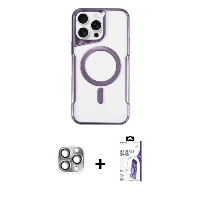 MARSİLYAN™- iPhone 16 Pro Max Kılıf Yadigar Klasik Özel Seri - Siyah Bilvis 3X AR HD Cam Ekran Koruyucu + Pers Alüminyum Kamera Lens - GI