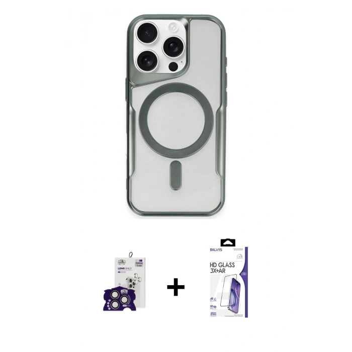 MARSİLYAN™- iPhone 16 Pro Max Kılıf Yadigar Klasik Özel Seri - Siyah Bilvis 3X AR HD Cam Ekran Koruyucu + Bilvis Titan Kamera Lens - TMGI