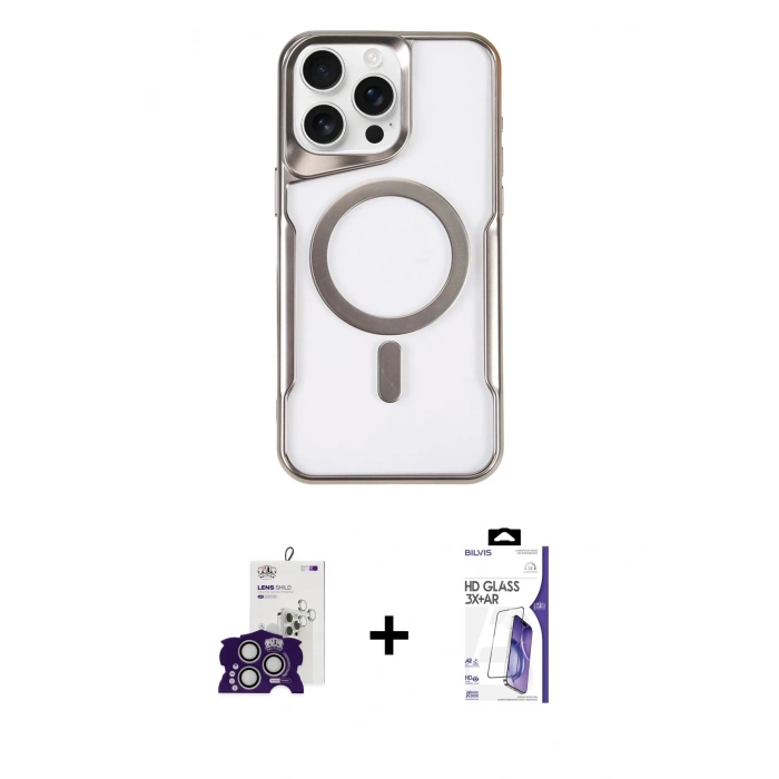MARSİLYAN™- iPhone 16 Pro Max Kılıf Yadigar Klasik Özel Seri - Siyah Bilvis 3X AR HD Cam Ekran Koruyucu + Bilvis Titan Kamera Lens - GS