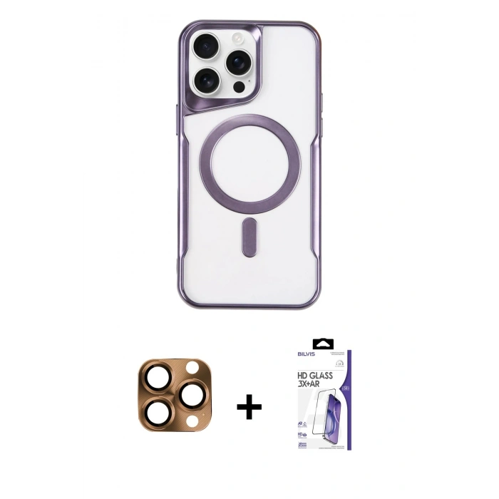 MARSİLYAN™- iPhone 16 Pro Max Kılıf Yadigar Klasik Özel Seri - Siyah Bilvis 3X AR HD Cam Ekran Koruyucu + Pers Alüminyum Kamera Lens - CLTM