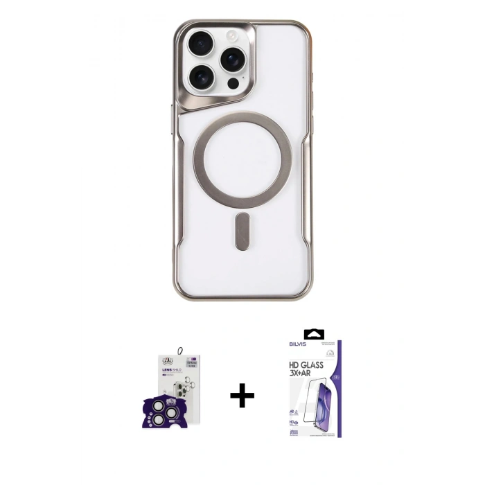 MARSİLYAN™- iPhone 16 Pro Max Kılıf Yadigar Klasik Özel Seri - Siyah Bilvis 3X AR HD Cam Ekran Koruyucu + Bilvis Titan Kamera Lens - TMGI