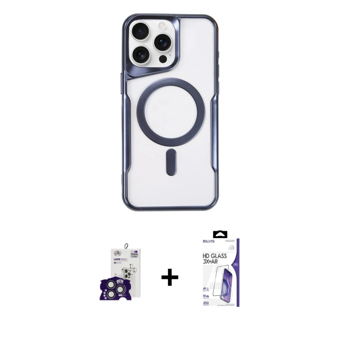 MARSİLYAN™- iPhone 16 Pro Max Kılıf Yadigar Klasik Özel Seri - Siyah Bilvis 3X AR HD Cam Ekran Koruyucu + Bilvis Titan Kamera Lens - TMGI