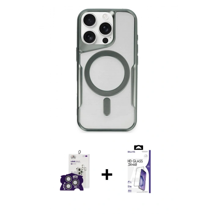 MARSİLYAN™- iPhone 16 Pro Max Kılıf Yadigar Klasik Özel Seri - Siyah Bilvis 3X AR HD Cam Ekran Koruyucu + Bilvis Titan Kamera Lens - GS
